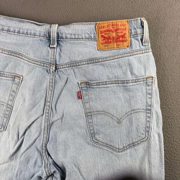 Levis 569 Loose Straight Denim Shorts Men 34 Light Wash Summer Casual Skate - Picture 9 of 10